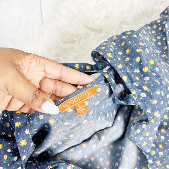 Modcloth Women's Crispy Combination Shift Dress In Navy‎ Floral Size Large - Picture 5 of 7